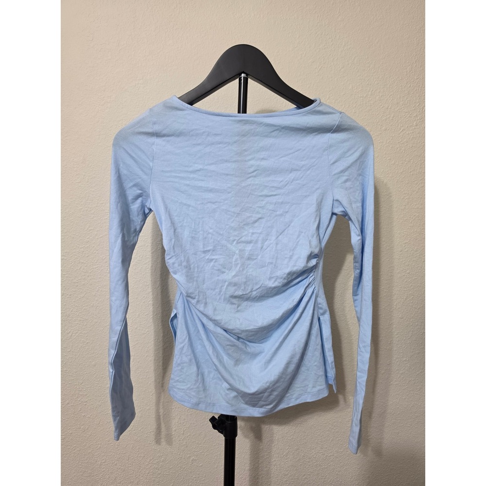 Wild Fable Light Blue Ruched Side Long Sleeve Top XXS 331 01 3142